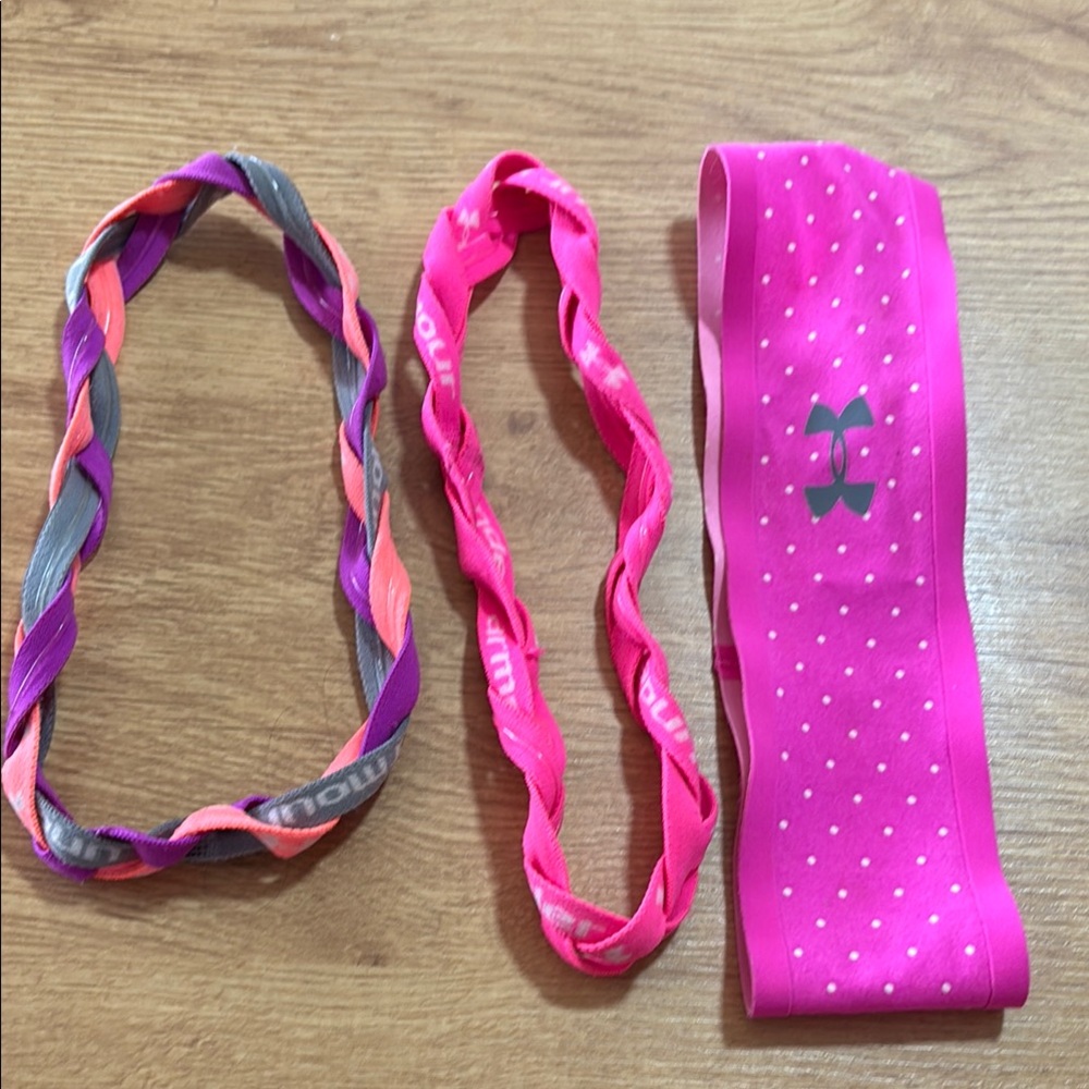 Under Armour Pink and Gray Kids Headbands Set